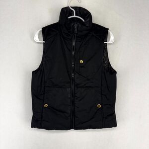 Ralph Lauren Black Puffer Vest Leopard Print Inside Womens Size S